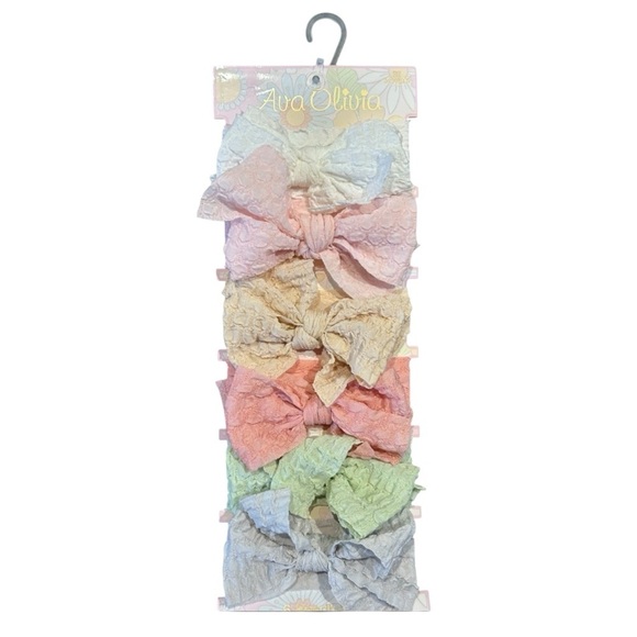 Ava Olivia NWT 6pk Little Girl Bow Pastel Headbands - Picture 3 of 3
